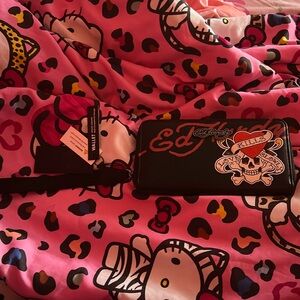 Ed Hardy Black and Red Skull Design Wallet